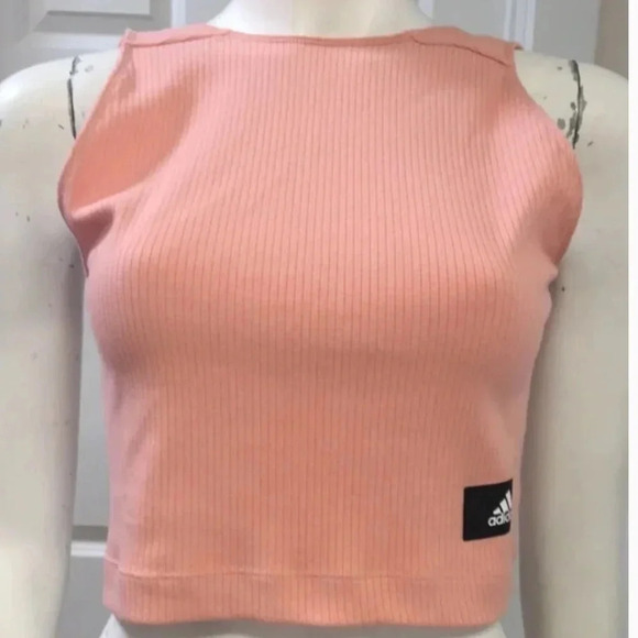 ADIDAS NWT Plunge-back Cropped Ribbed Tank Size L - Picture 1 of 6